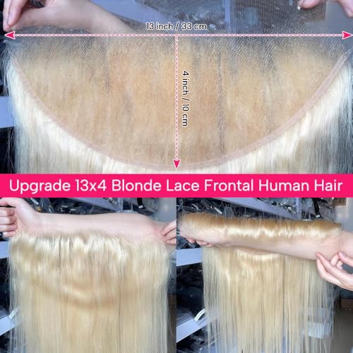 Honey Blonde Frontal Only Human Hair 13x4 Straight Lace Frontal Closure 100% Unprocessed Brazilian Virgin Human Hair Pre Plucked with Baby Hair Around - 20 Inch 13x4 613 Front Only