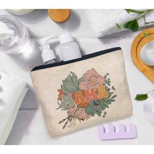 IWXYI Mama Mom Makeup Bags With Zipper - Travel Toiletry Gifts For Women