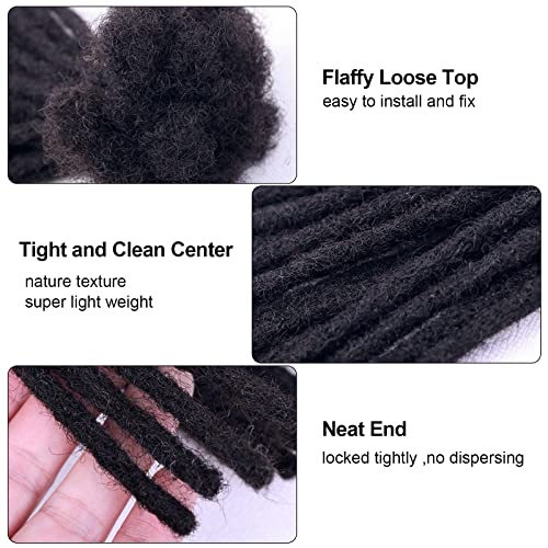 100% Human Hair Dreadlock Extensions for Men/Women, 0.4cm Thickness 8 Inch 60 Strands Full Handmade Can be Dyed and Bleached Permanent Loc Extensions Human Hair Natural Black