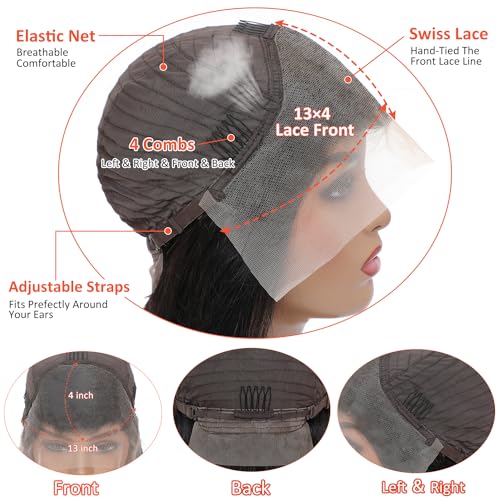Deep Wave Lace Front Wigs Human Hair 13x4 HD Lace Frontal Wigs for Black Women 200 Density Glueless Wigs Pre Plucked with Baby Hair 18 Inch