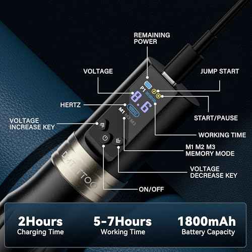 Tattoo Gun Wireless Tattoo Machine 1800mAh Batteries Complete with Tattoo Ink for Tattoo Artist Beginners