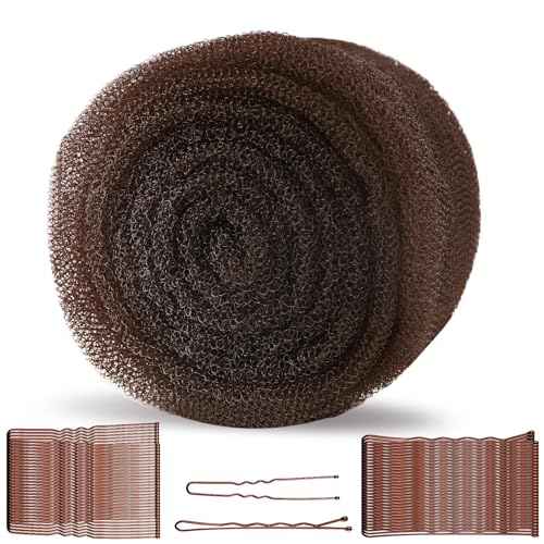 Hair Sponge for Updo & Volume Bumps Tool, Hair Filler for Thin Hair, Dark Brown Sponge for Updo with 100 Bobby Pins, 70 Inch, Salon Must-Have (Dark Brown)