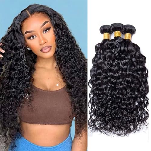 16 16 16 Inch Water Wave Bundles Human Hair 100% Unprocessed Curly Brazilian Virgin Hair Wet And Wavy 3 Bundles Human Hair Natural Black