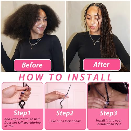 Human Braiding Hair 100g One Bundle/Pack 24 Inch Natural Black Body Wave Curly Bulk Human Hair for Braiding No Weft 100% Unprocessed Brazilian Human Hair Braiding Hair for Boho Braids