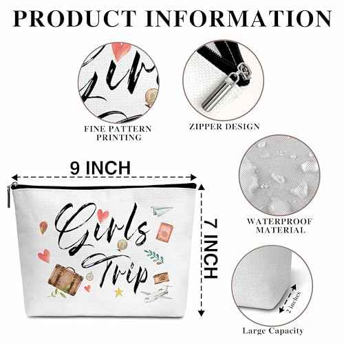 Travel Makeup Bag Gift for Her, Girls Trip Gifts, Cosmetic Bags Pouch Birthday Gift for Best Friend, Waterproof Toiletry Bag with Zipper (A08)