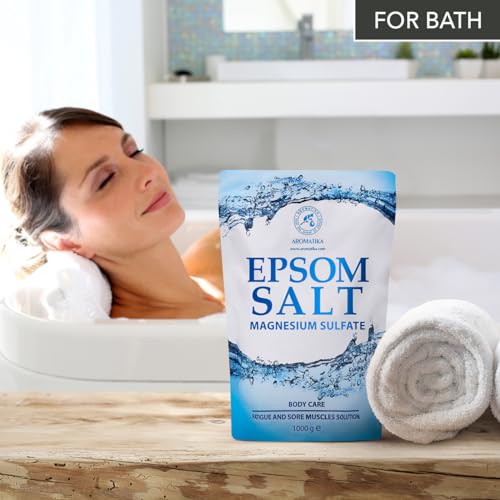 Epsom Salt Bath 175 Oz - 100% Pure & Natural Epsom Salt 5 x 35 Oz- Concentrated Magnesium Sulphate - Soothing & Relieves Sore Muscles - Body Care - Good Skin Care & Muscle Relaxant