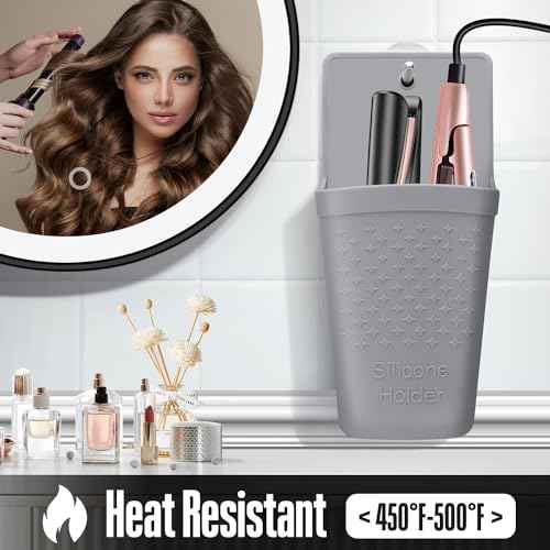 Heat Resistant Silicone Hair Iron Mat and Pouch,Portable Travel Hair Straightener Mat and Holder for Hair Styling Tools.1 Pack.(Gray)