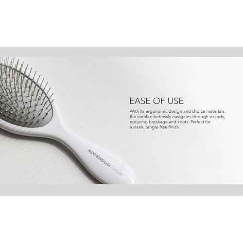 Luxury Wet Hair Brush ? Fine Stainless Steel Bristles & Ergonomic Handle by Addendum Hair ? Detangler Brush for All Hair Types ? Durable & Hygienic ? White