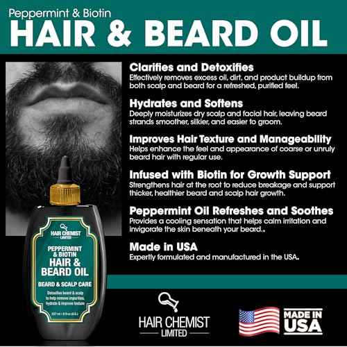 Hair Chemist Beard & Scalp Care Peppermint & Biotin Hair & Beard Oil 8 oz.