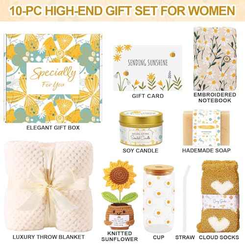 Self Care Gifts for Women Gift Baskets£¬Sending Sunshine Thinking of You Care Package Spa Gift Sets, Birthday Christmas Gifts for Women Best Friends Mom Sister Wife Grandma Her