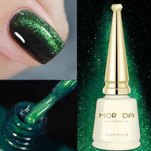Forest Green Cat Eye Gel Nail Polish - Emerald Green Magnetic, Christmas Gel Nail Polish - 15ML