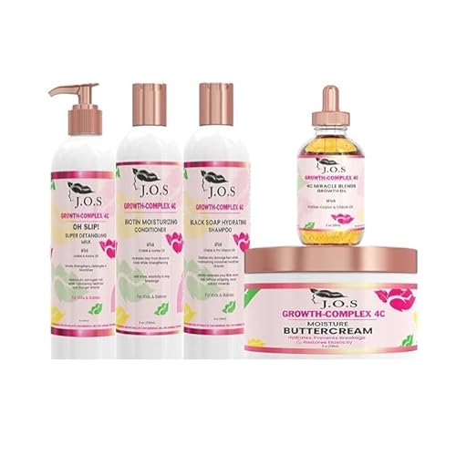 J'Organic Solutions Kid's 4C Healthy Hair Kit - Moisturizer, Growth Oil, Detangler, Shampoo & Conditioner for Coily, Kinky Hair