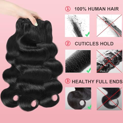 12A Body Wave Bundles Human Hair 16 18 20 Inch Human Hair Bundles 100% Unprocessed Brazilian Virgin Hair 3 Bundles Weave for Women Natural Color
