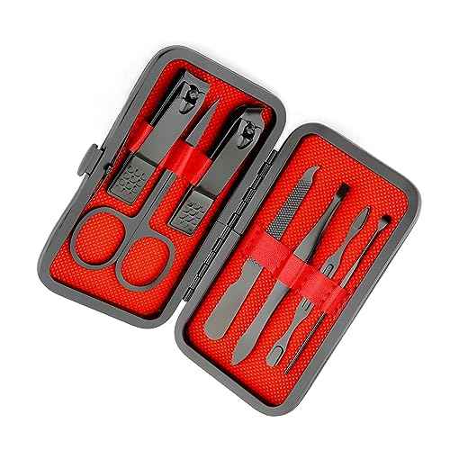 Manicure Set Nail Clippers Nail Tools Christmas Stocking Stuffers Pedicure Supplies Toenail Clippers for Women Men Fingernail Toenail Clipper 8 in 1 Manicure Tools Black with Leather Travel Case