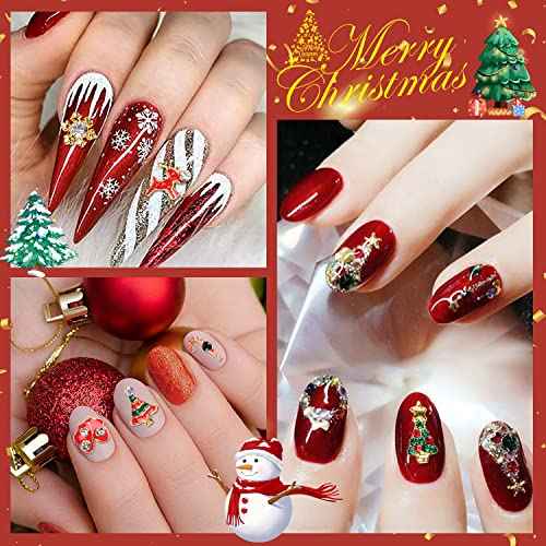 Wokoto 30 Pcs 3D Nail Charms - Christmas Tree, Candy Bells, Snowflakes Rhinestones for Nail Art