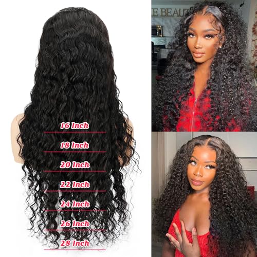 SOSATISFY Deep Wave Lace Front Wigs Human Hair 4x4 HD Transparent Lace Closure Wigs Glueless 180% Density Human Hair Wigs for Black Women Pre Plucked with Baby Natural Hairline (20 inch)