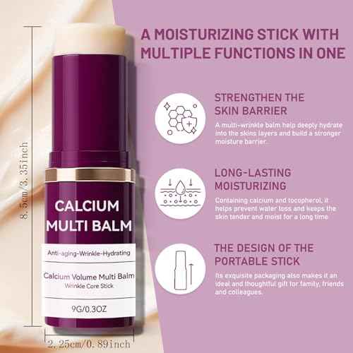 Cemenrete Calcium Multi Balm, Collagen Moisturing Stick, Anti-aging, Sagging, Wrinkles, Hydrating, Almond & Vitamin E for Lip Balm Eye Cream Neck