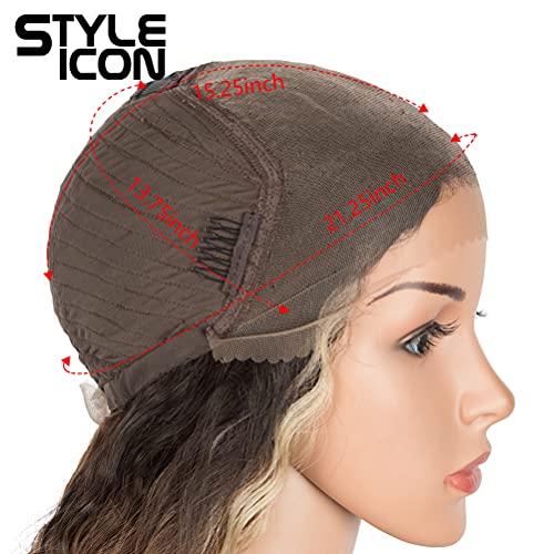 Style Icon 36" Easy-360 Lace Wigs 13x6 Free Part Lace Frontal Wigs Super Highlight Blonde Wig Long Curly Synthetic Wig (36 Inches, TTHL4/30F/613F)
