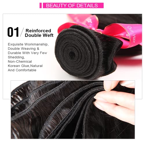 12A Straight Bundles Human Hair (18 16 14 Inches) 100% Unprocessed Brazilian Virgin Straight Weave Human Hair Bundles Natural Color Hair Extensions