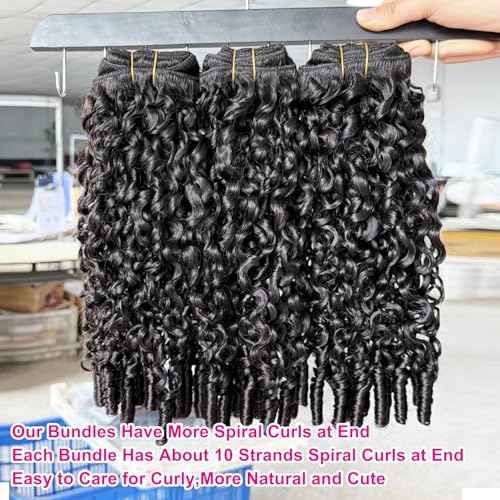 YMS 3C4A Burmese Curly Human Hair Bundles 18 Inch 16A Curly Bundles Human Hair Unprocessed Burmese Raw Hair Extension Real Human Hair Natural Color Spiral Curly End Real Hair Weft Extensions