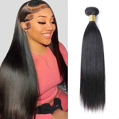 100% Human Hair Bundles Short Straight Virgin Hair 24 Inch Natural Color Unprocessed Brazilian 10A Double Weft Weave Extensions Soft And Healthy For Black Women