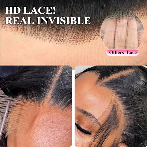 20 Inch Human Hair Wig Body Wave Lace Front Wigs 180% Density 13x4 HD Transparent Lace Frontal Wigs Natural Black Color Pre Plucked Hairline Glueless Wigs for Women