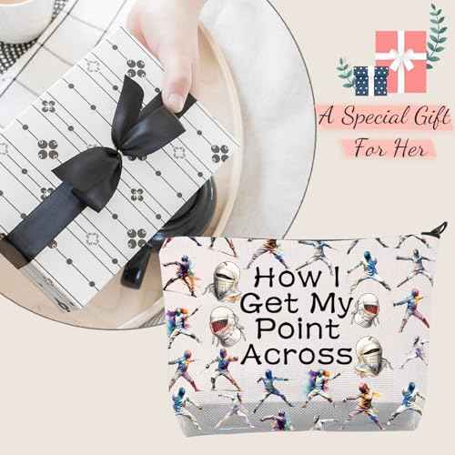 JXGZSO Funny Fencing Cosmetic Bag How I Get My Point Across Makeup Pouch Fencing Sport Gift Fencer Gift (How I Get My Point Across Bag)