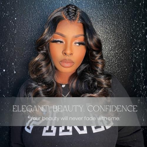 BQRIH 12A Brown Highlight Body Wave Bundles Human Hair 10 12 14 In Brazilian Virgin Wavy Weaves F1B/30 Black and Honey Blonde Ombre 3 Bundles Soft Balayage Colored Human Hair Extensions For Women Remy