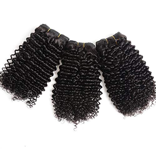 Brazilian Curly Bundles Human Hair Virgin Hair Kinky Curly 100% Unprocessed Remy Virgin Cheap Human Hair Weave Extensions Natural Black Human Hair Weave(Kinky Curly, 14 14 14)