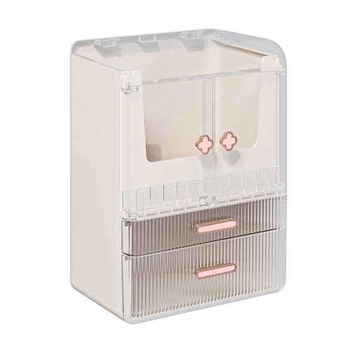 Utillify Acrylic Makeup Organizer with Drawers – 38.5CM Large Capacity Cosmetic Storage Box, Dustproof & Waterproof Vanity Organizer for Skincare, Jewelry, Lipsticks & Beauty Products (White)