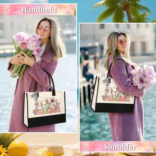Canvas Tote Bag Makeup Bag for Women - Personalized Teacher Appreciation Gifts