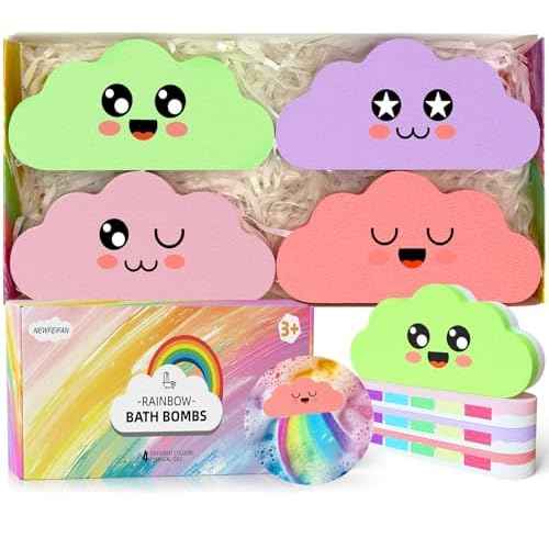 Rainbow Halloween Bath Bombs for Kids Gift Set - Colorful Dissolving Bath Toys with Surprise Colors, Safe & Non-Toxic DIY Bath Time STEM Learning Activity, Boys Girls Ages 3-12 Boo Basket Stuffers