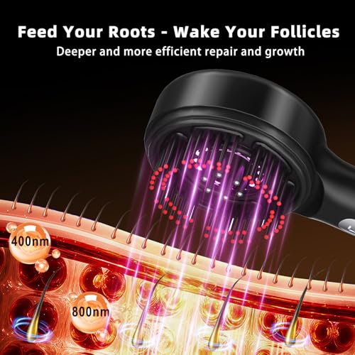 Hair Growth Comb, 3 in 1 Hair Growth Brush Electric Scalp Massager Oil Applicator High Frequency Comb, IPX7 Waterproof Portable Head Massager for Home & Travel