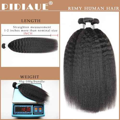 Kinky Straight Bundles Single Human Hair Yaki Straight 1 Bundle 12A Brazilian Remy Hair Weave 18 inch Real Unprocessed Virgin Hair Extensions Natural Color