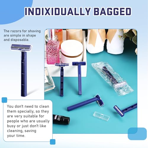 Chumia Twin Blade Razors for Men Stainless Steel Disposable Razors Men Bulk Plastic Shavers Multipurpose Portable Manual Disposable Shavers for Bathing Hotel Travel(400 Pieces)