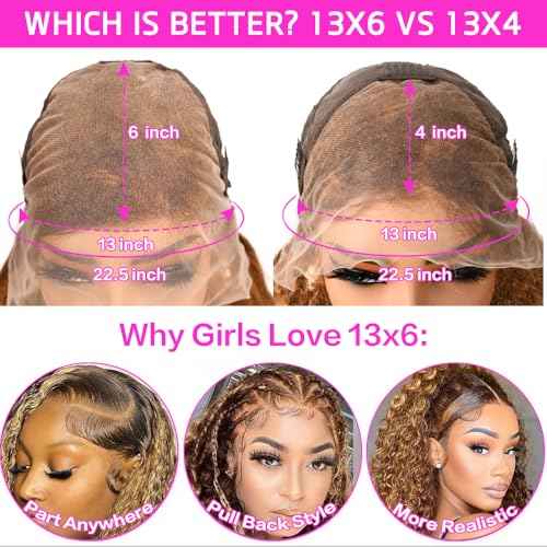 30inch Highlight Ombre Lace Front Wig Human Hair 13x6 HD Honey Blonde 4/27 Deep Wave Lace Frontal Wigs Glueless Wigs Human Hair