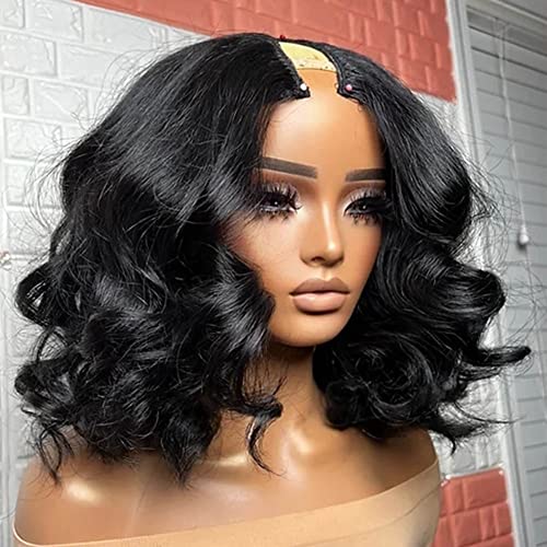V Part Wig Human Hair No Leave Out 180 Density Loose Wave Short Bob V Shape Wigs Glueless For Black Women Brazilian Virgin Vpart Human Hair Wig 14 Inch