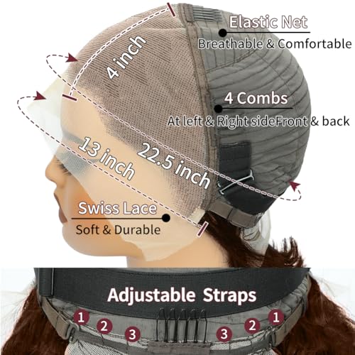 LICHANG Human Hair Wig Chocolate Brown Lace Front Bob Wigs Human Hair 200% Density 13x4 HD Transparent Lace Front Straight Short Bob Wigs for Women Wigs Baby Hair Natural Hairline 14 Inch