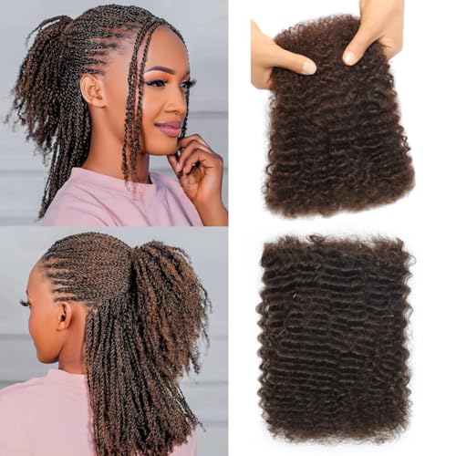 Afro Kinkys Bulk Human Hair for Dreadlock Extensions Repair Locs 50 Gram/Pack Medium Brown 24 inch Mini Twist Braiding Afro Kinky Human Hair for Locs