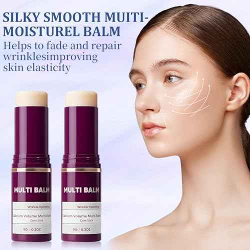 2 Pcs Calcium Multi Balm, Calcium Volume Multi Balm, Korean Collagen Moisturing Stick, Wrinkle Core Stick, Anti-aging, Hydrating, Firming Skin, Suitable for Eyes, Neck, Face