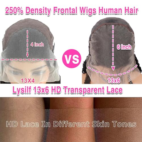 Bob Wig Human Hair 13x6 Deep Wave HD Lace Front Wigs Human Hair 250% Density Bob Curly Lace Frontal Wigs Brazilian Virgin Human Hair Wigs Pre Plucked with Baby Hair (Natural Color,8Inch)