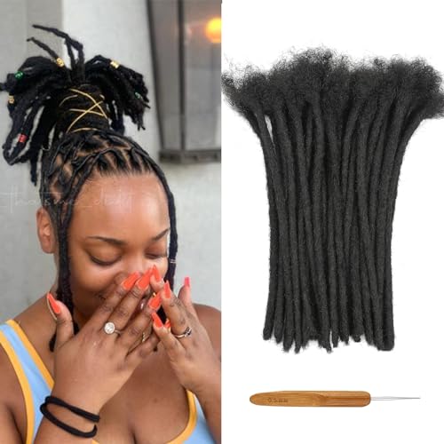 0.8cm Width 12 Inch 30 Strands 100% Human Hair Dreadlock Extensions for Men/Women/Kids 0.8cm Width Full Hand-made Permanent Dread Loc Extensions Human Hair Can be Dyed and Bleached
