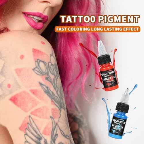Tattoo Ink GTARTISTOO Professional Set 1/2OZ (14 Colors, 15ml) Vegan-Friendly Pigment Tattoo Ink Supplies Ink
