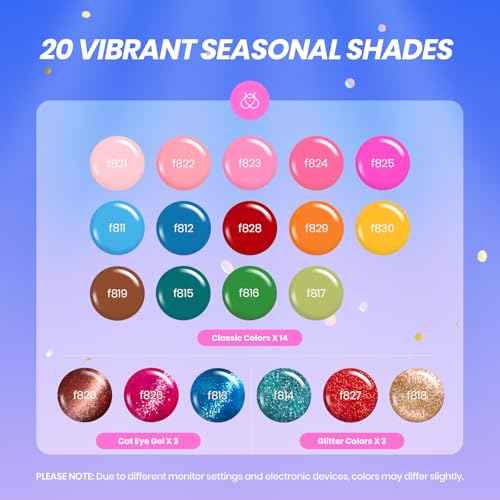 beetles Gel Polish Wandering Peace Collection 20 Colors Fall Gel Nail Polish Set 75 PCS Brown Blue Red Black Purple Glitter Cat Eye Glitter Glossy Matte Top Coat Uv Led Salon Home Gifts for Women