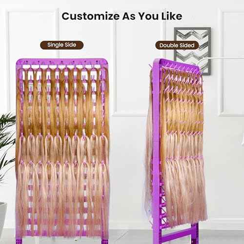 Braiding Hair Rack 280 Pegs, Height Adjustable, Mobile Braid Rack with Wheels, Standing Braider Rack Hair Stand Divider Separator Hair Extension Holder Hanger for Salon Home