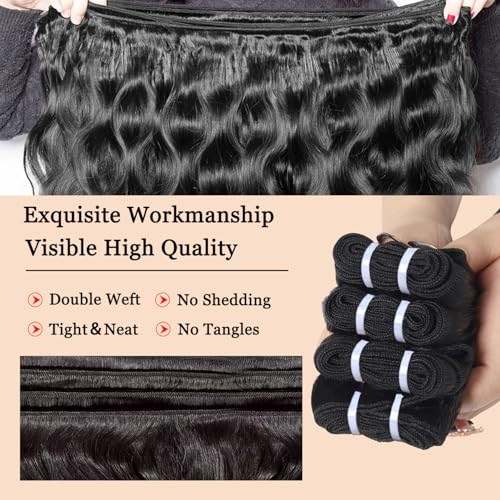 Body Wave Bundles Human Hair 12 14 16 18 Inch 12A Body Wave Human Hair Bundles 100% Unprocessed Brazilian Virgin Remy Hair Extensions Natural