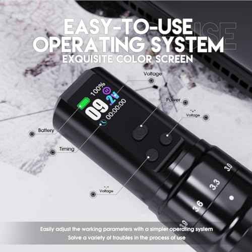 Mast Fold2 Pro Tattoo Gun Wireless Tattoo Pen Machine 2 Replaceble Batteries 2,000mAh Power Supply Mcore Rotary Motor Real Strokes Length P-076 (Purple)