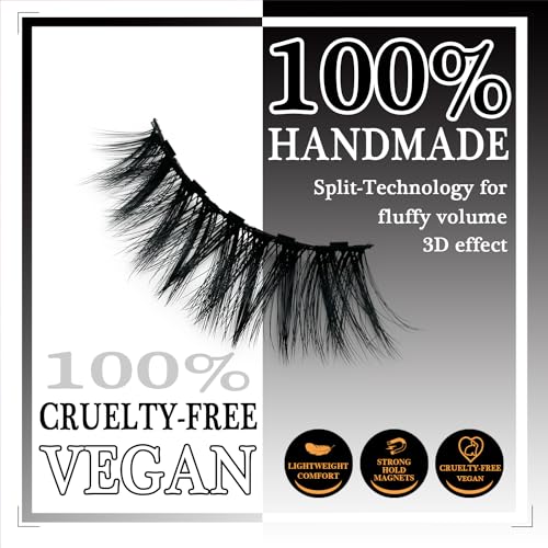 Magnetic Eyelashes Natural Look,3D Volume MIX Magnetic Lashes with Eyeliner Kit, Reusable Fake Eye Lash, Cruelty-Free & Vegan, Strongest Waterproof Liquid Liner