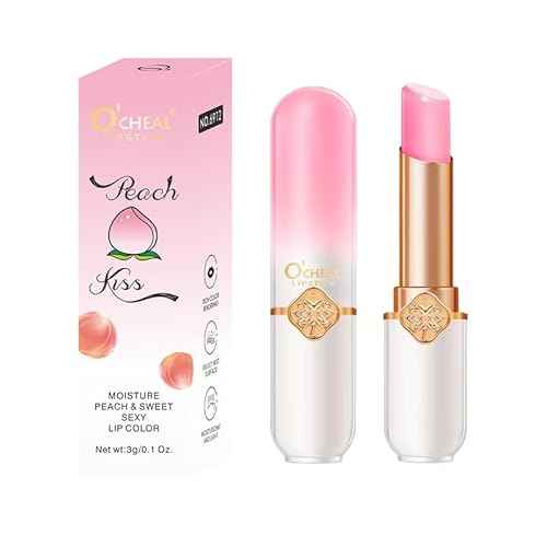 O'CHEAL Color Fruit Lipstick Peach Temperature Changing Lip balm Moisturizing Waterproof Long Lasting Moisturizes Lip Balm