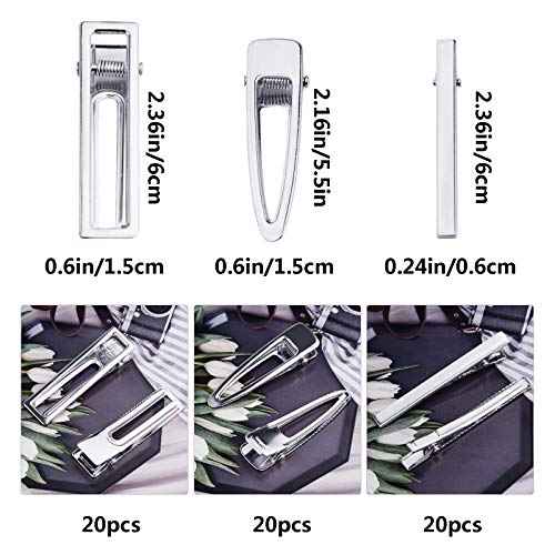 60PCS Hair Clips for Silicone Resin Molds, DIY Hair Bow Clips Pearl Hairpin Hair Accessories for Girls and Women (Silver)